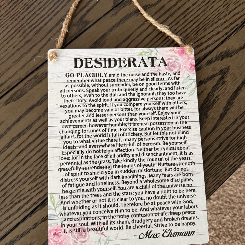 Desiderata Wall Hanging with Floral Design